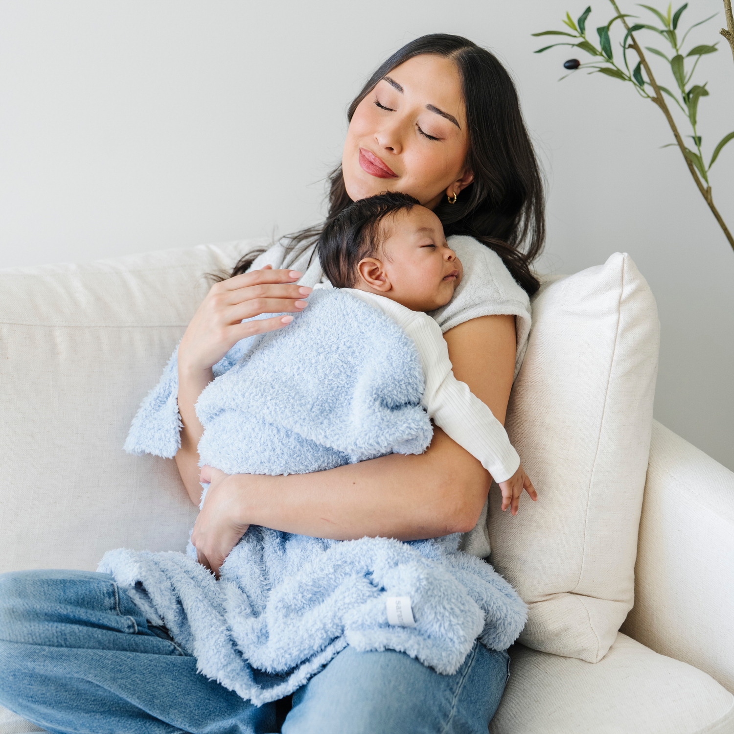 Light Blue Bamboni Receiving Blanket