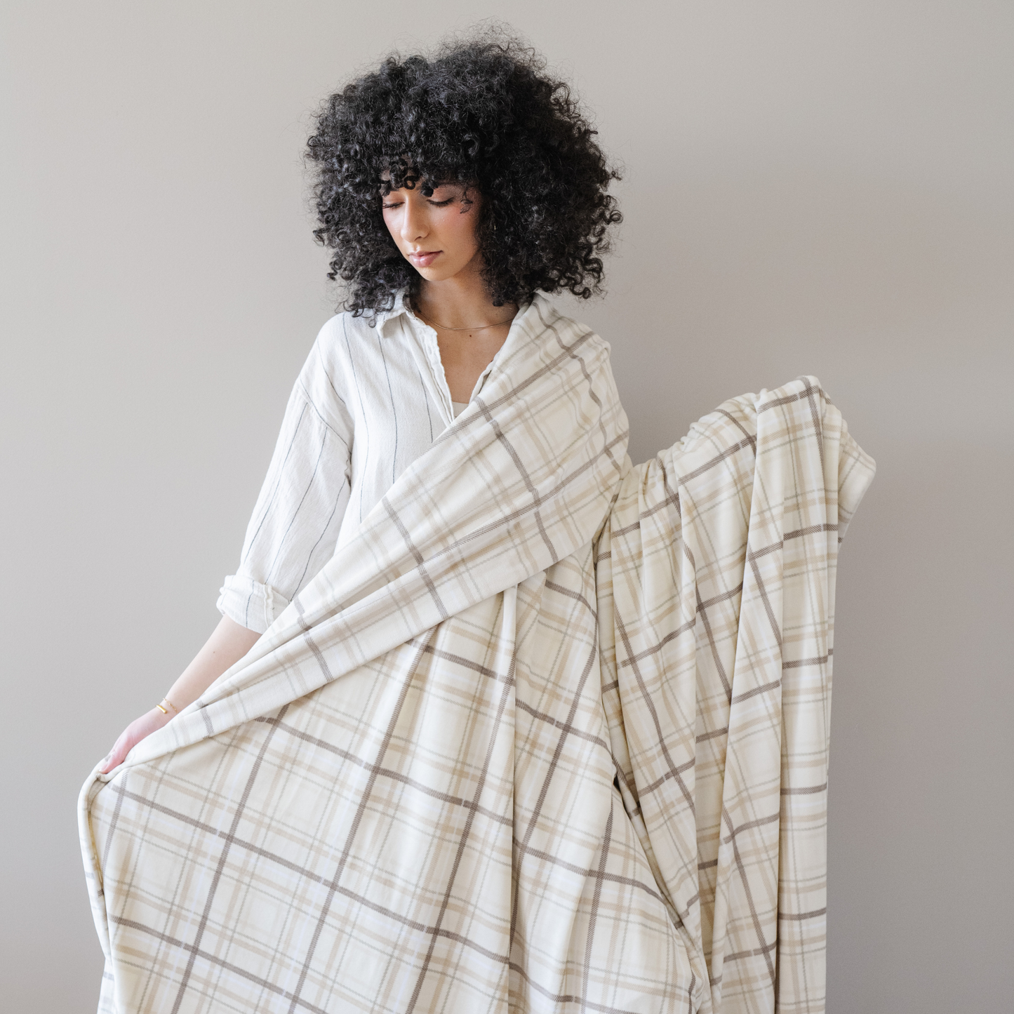 Plaid Minky Stretch Throw Blanket