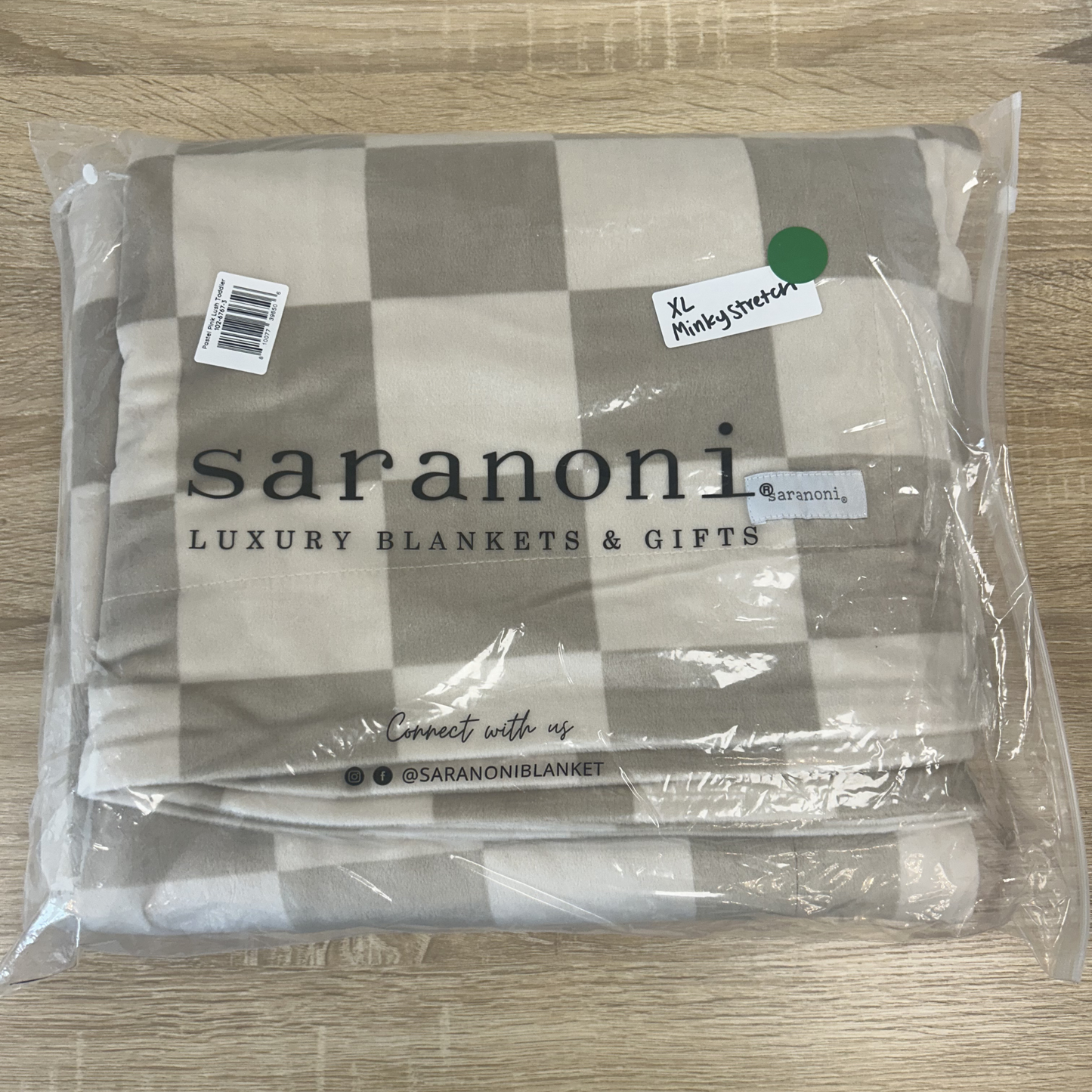 Neutral Checkered XL Minky Stretch Blanket