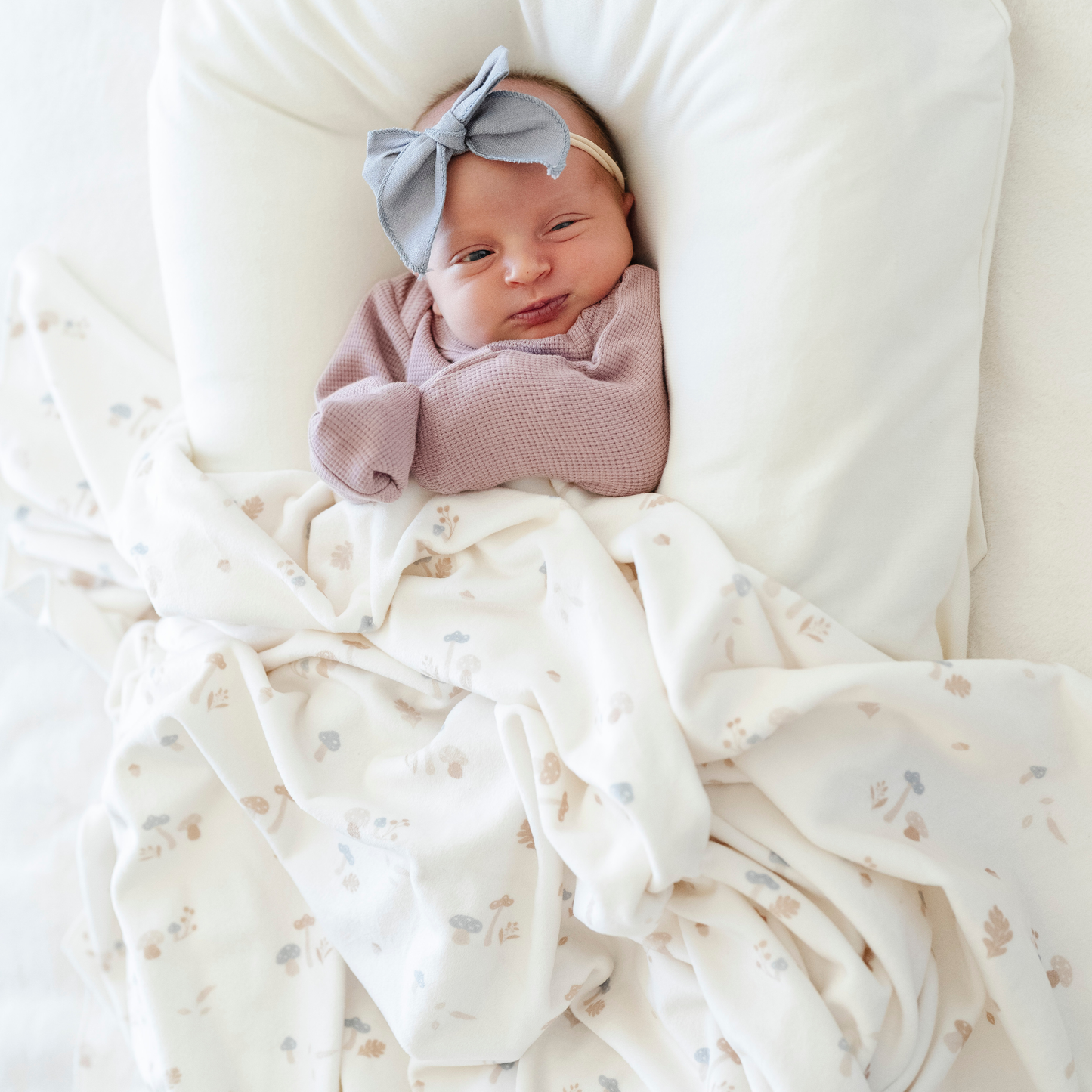 Mushroom Minky Stretch Luxe Swaddle Blanket