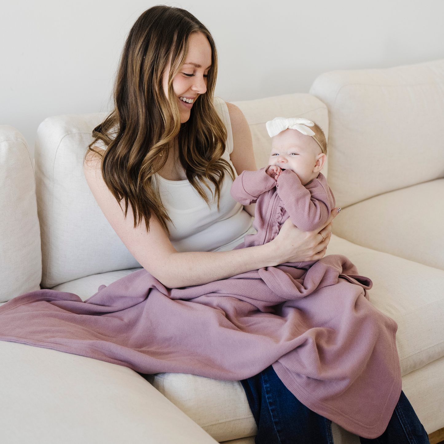 STRETCHY WAFFLE KNIT RECEIVING BLANKETS