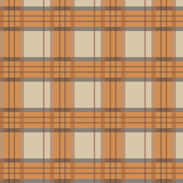 A repeating plaid pattern in warm beige, orange, brown, and gray, filling the entire frame.