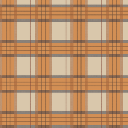 A repeating plaid pattern in warm beige, orange, brown, and gray, filling the entire frame.