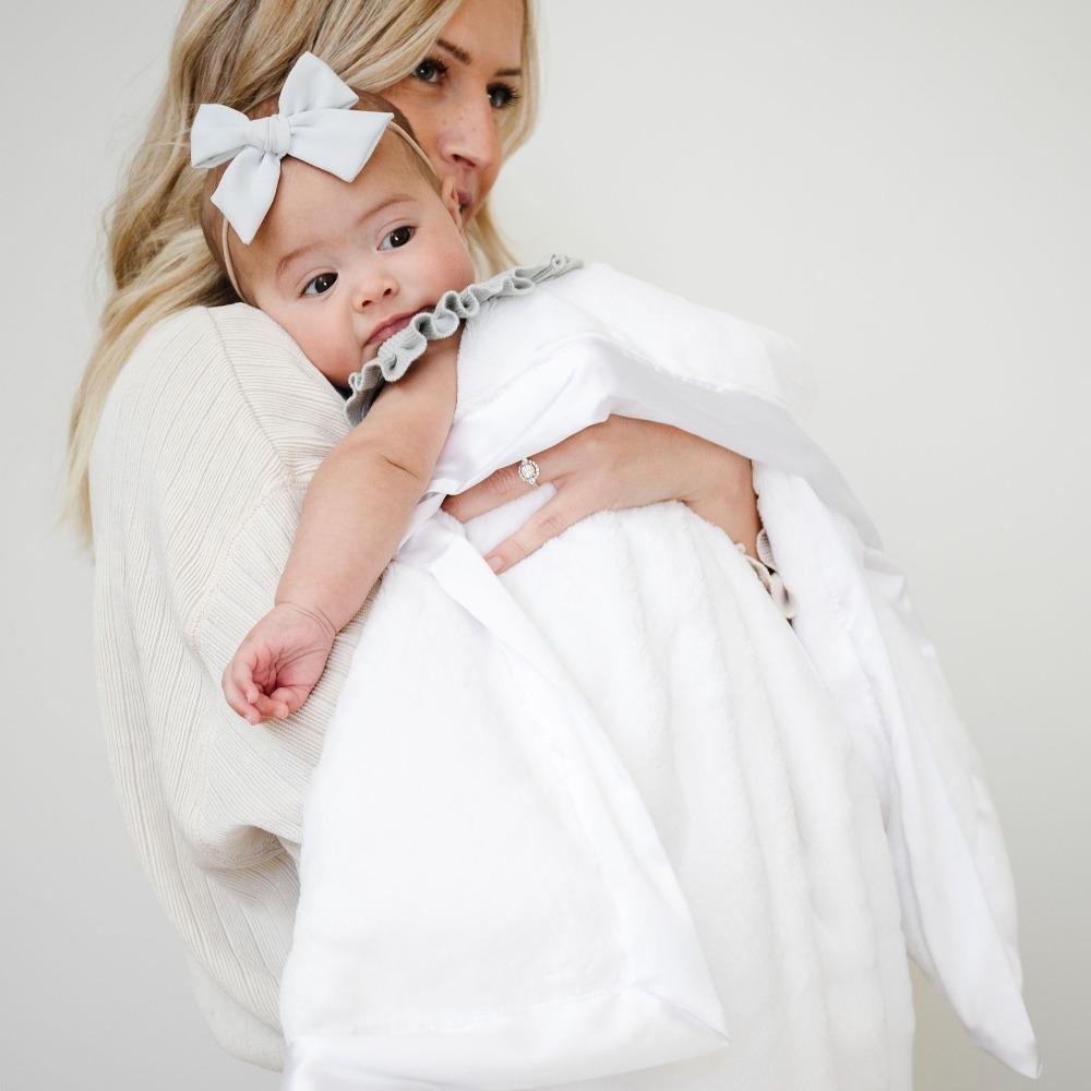 White Satin Border Receiving Blanket - Saranoni