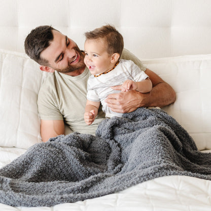 Charcoal Ribbed Bamboni Toddler Blanket - Saranoni