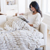 DOUBLE RUCHED FAUX FUR THROW BLANKETS - Saranoni