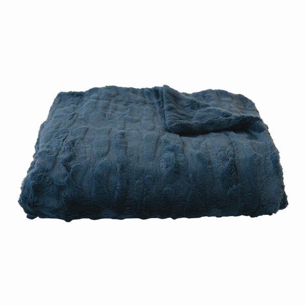 MIDNIGHT PATTERNED FAUX FUR THROW BLANKET - Saranoni