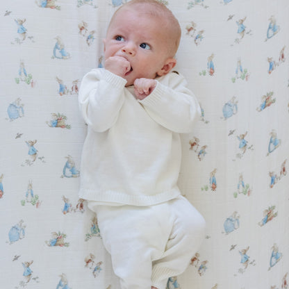 PETER RABBIT™ COTTON MUSLIN CRIB SHEETS - Saranoni