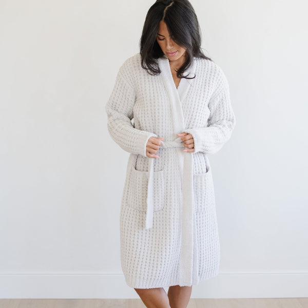 Luxury Suite Waffle Robe in White White / S/M