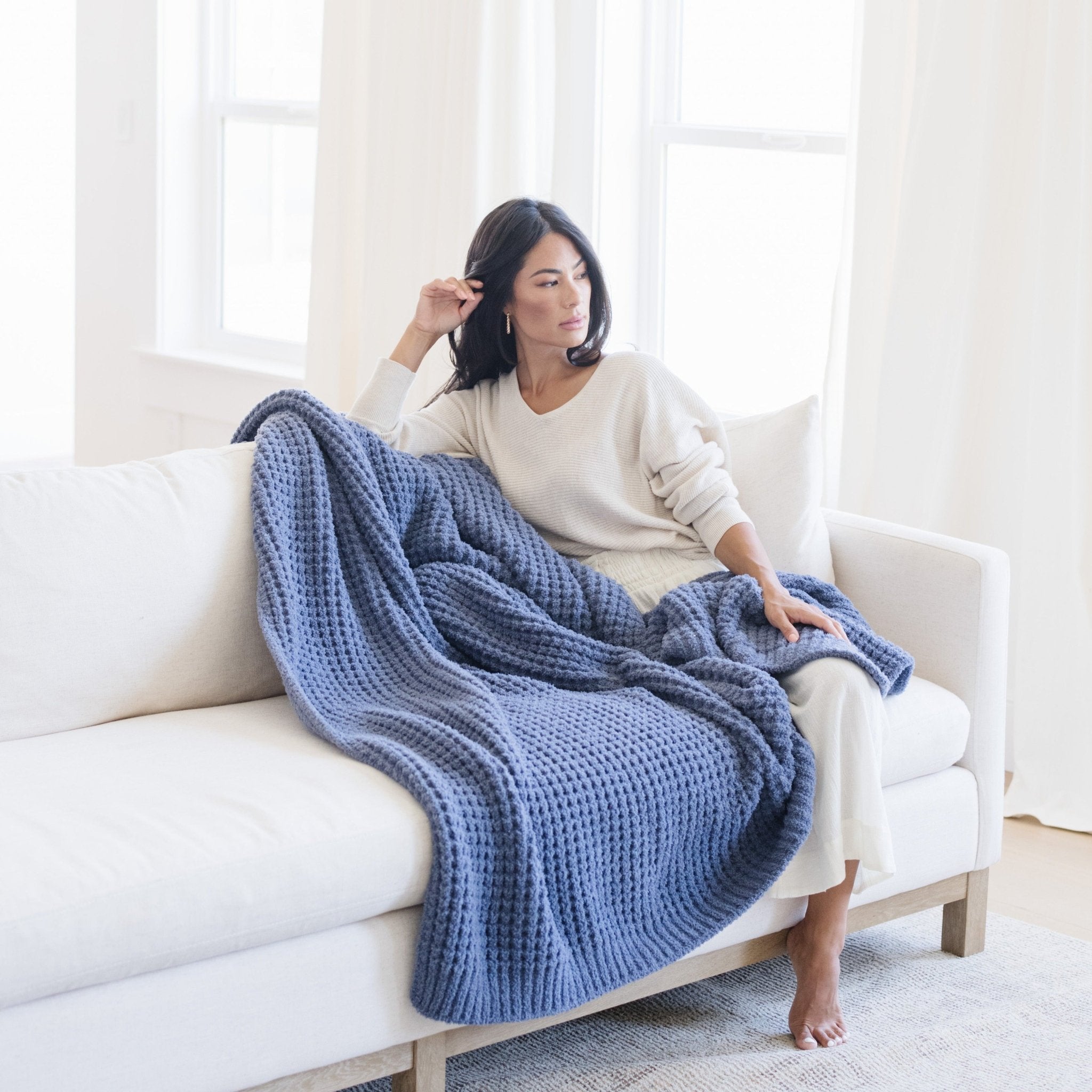Saranoni Waffle Knit Throw Blanket - Thumbnail 5